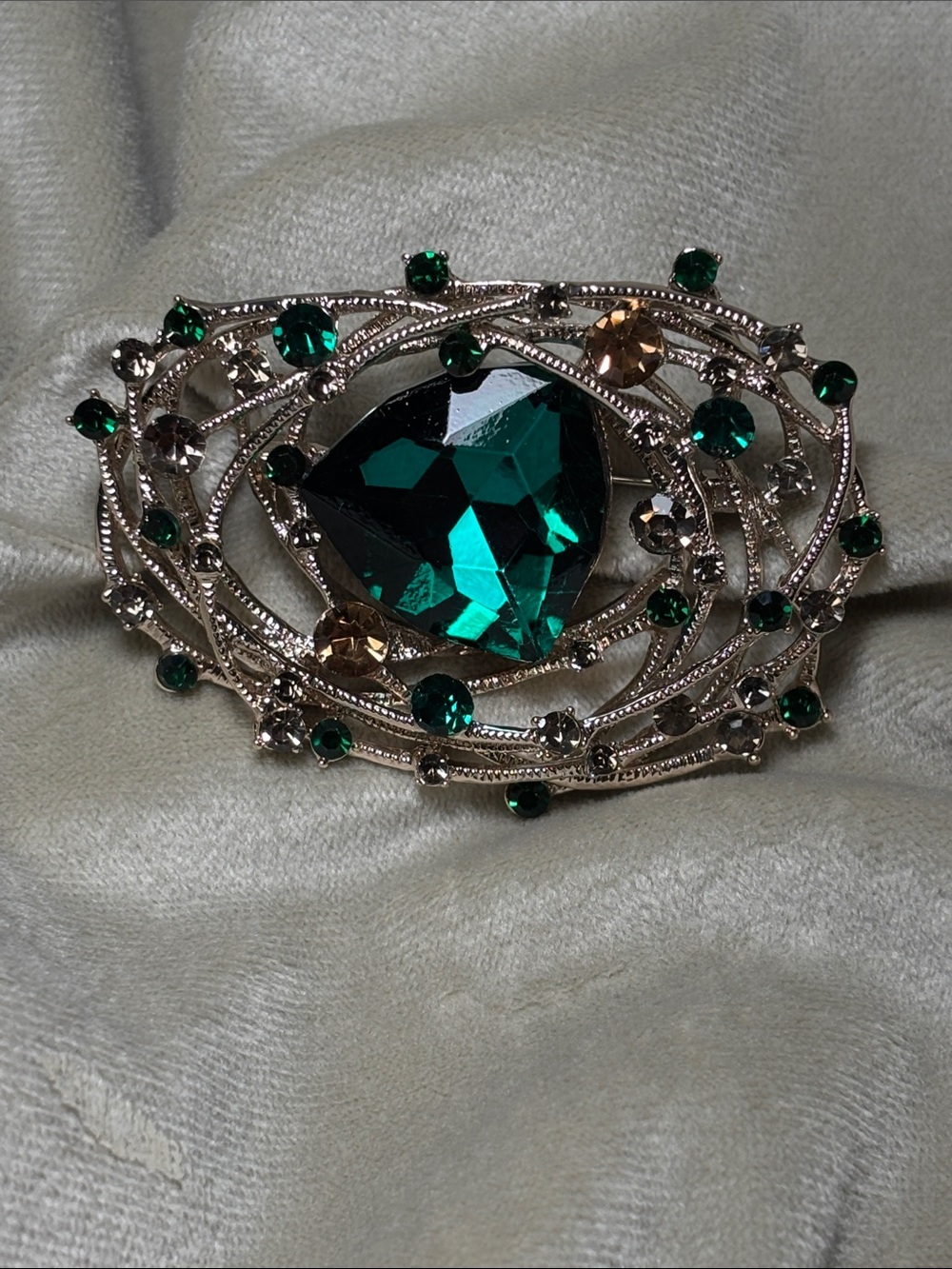 Emerald Green Crystal Statement Brooch